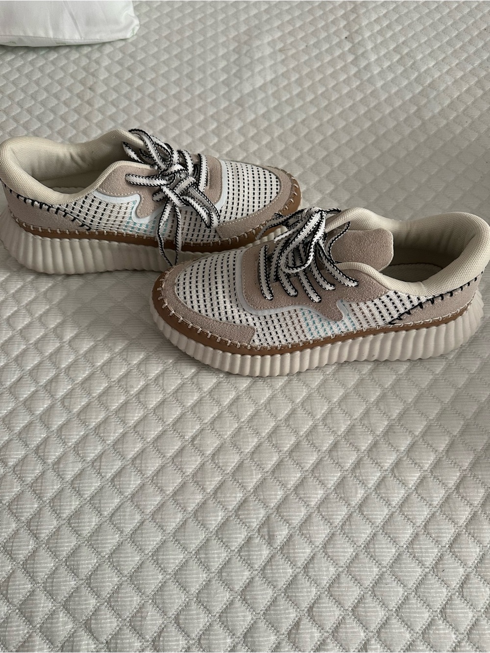 Women’s Neutral Beige and White Fashion Sneakers